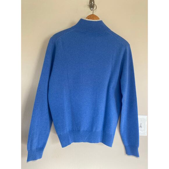 Excellent Neiman Marcus Cloud Cashmere Blue 1/4 Zip Mens Medium - Picture 2 of 3